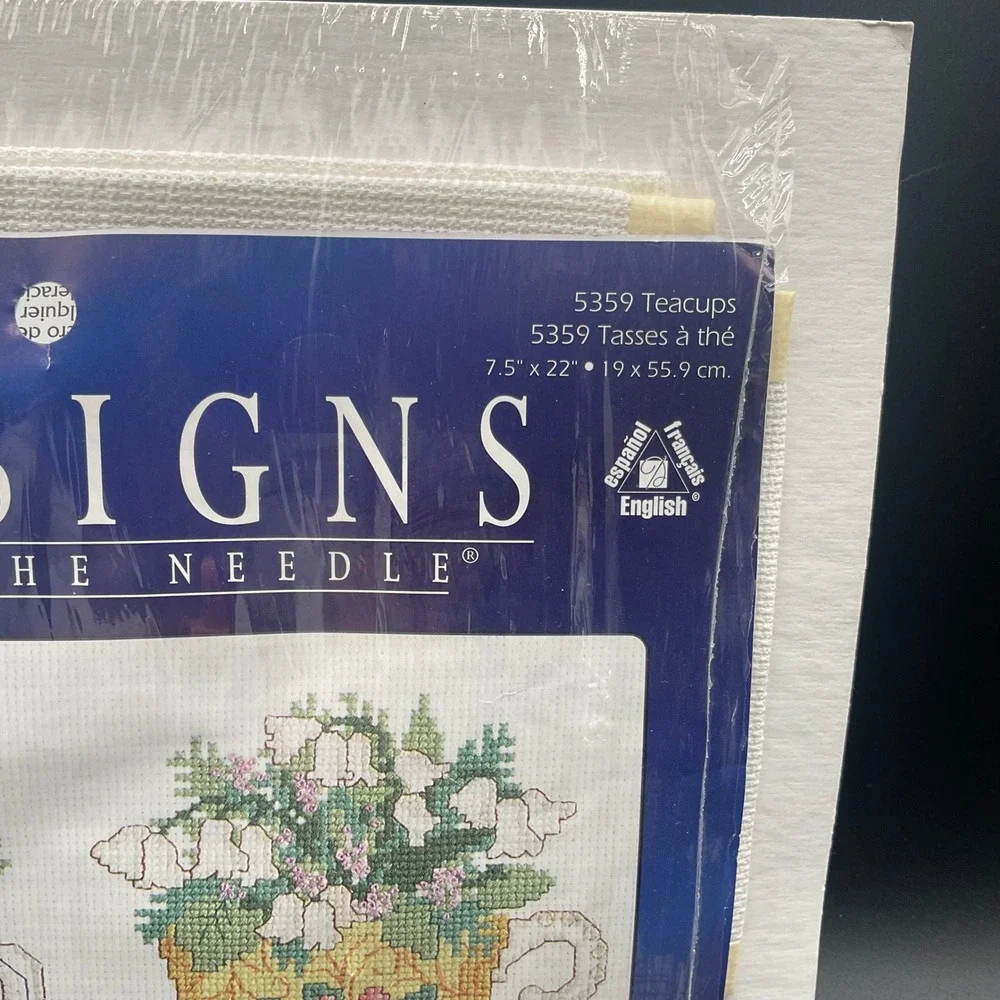 Vintage Cross Stitch Kit‎ Hometown Signature Series 5359 Teacups Floral 7.5x22